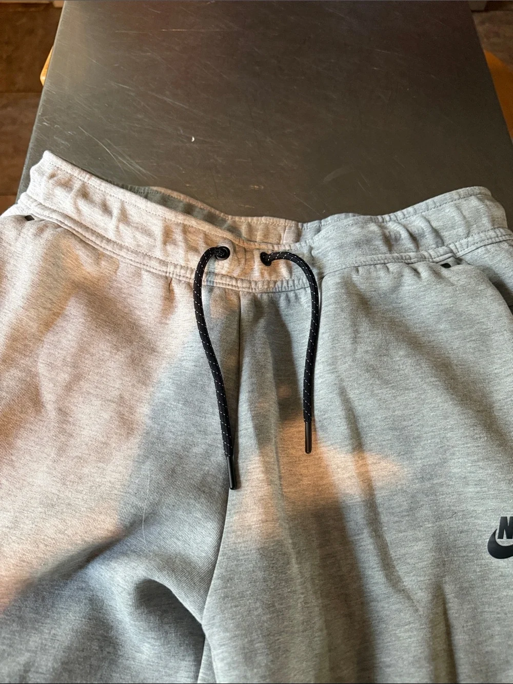 Nike Light Gray Full-Zip Hooded Sweatshirt with Black Trim
